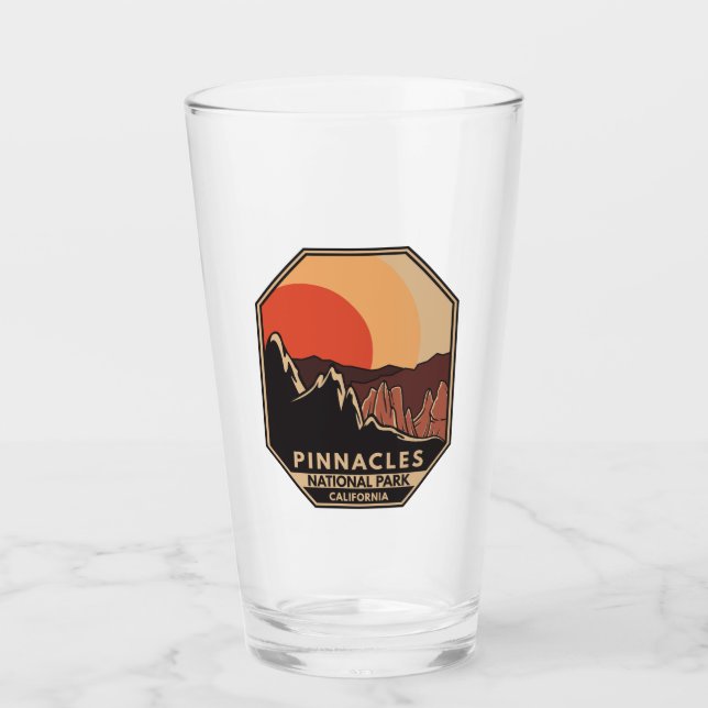 Pinnacles National Park Minimal Retro Emblem Glass (Front)