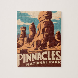 Pinnacles National Park Retro Travel Art Jigsaw Puzzle