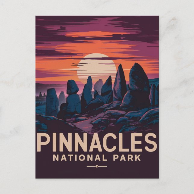 Pinnacles National Park Sunset Holiday Postcard (Front)