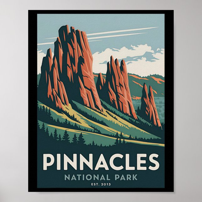 Pinnacles National Park Vintage Camping Hiking Men Poster (Front)