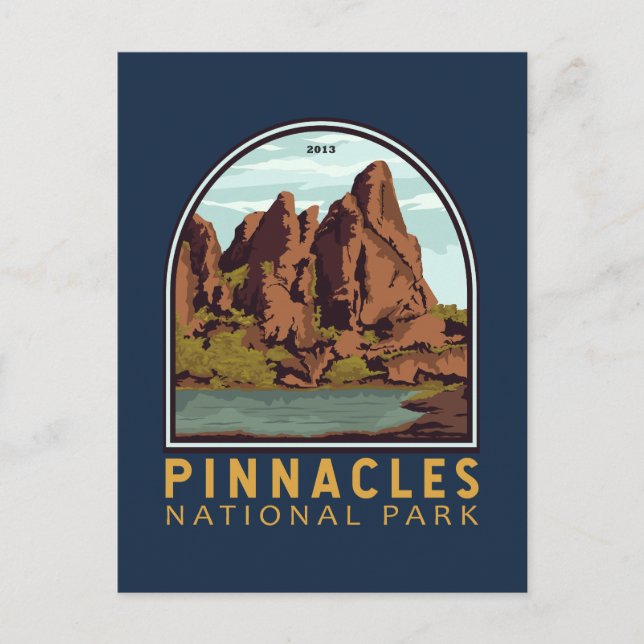 Pinnacles National Park Vintage Emblem Postcard (Front)