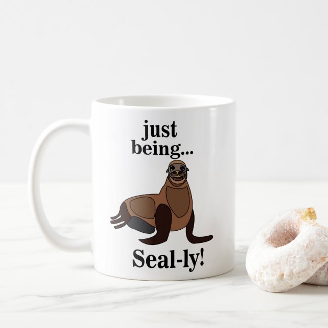 Pinnipeds Seal Funny Coffee Mug (With Donut)