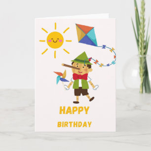 Pinocchio Character Happy Birthday Card - Retro To