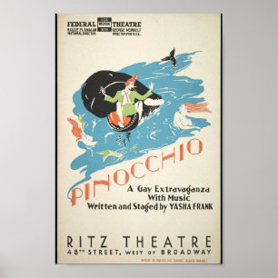 Pinocchio, Federal Theater, New York, 1930 Vintage Poster