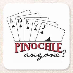 Pinochle Anyone? Square Paper Coaster