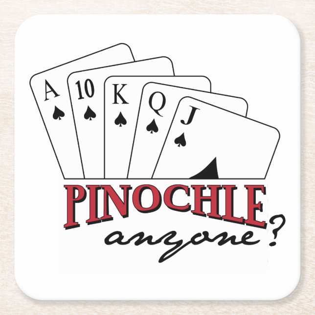 Pinochle Anyone? Square Paper Coaster (Front)