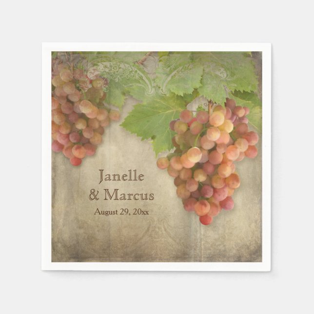 Pinot Grigio Vintage Winery Weathered Wood Wedding Napkin (Front)