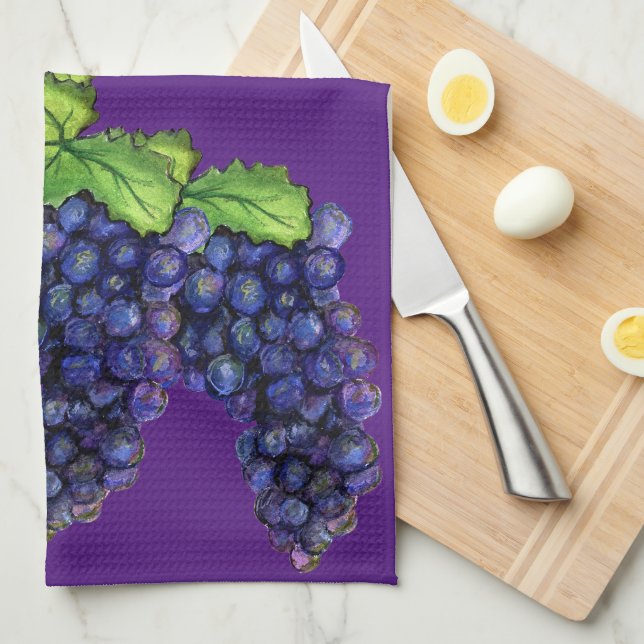 Pinot Red Wine Grapes Kitchen Towel Art Decor (Quarter Fold)