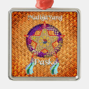 Pinoy Christmas Parol  Banig Lantern Metal Ornament