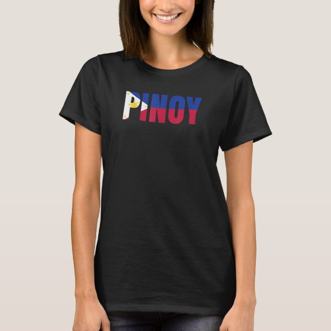 Pinoy Filipino Flag Sun Love Pinoy Asian Phillipin T-Shirt (Front)