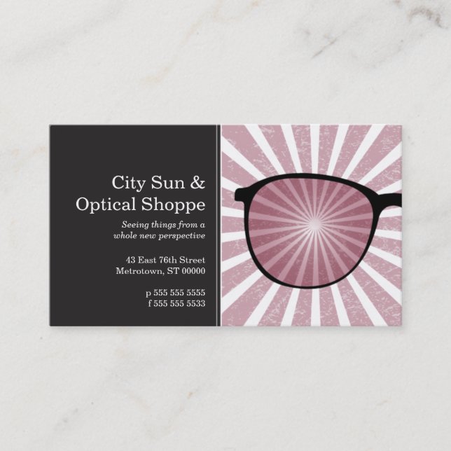 Pinpoint Grungy Rays Glasses Business Card (Front)
