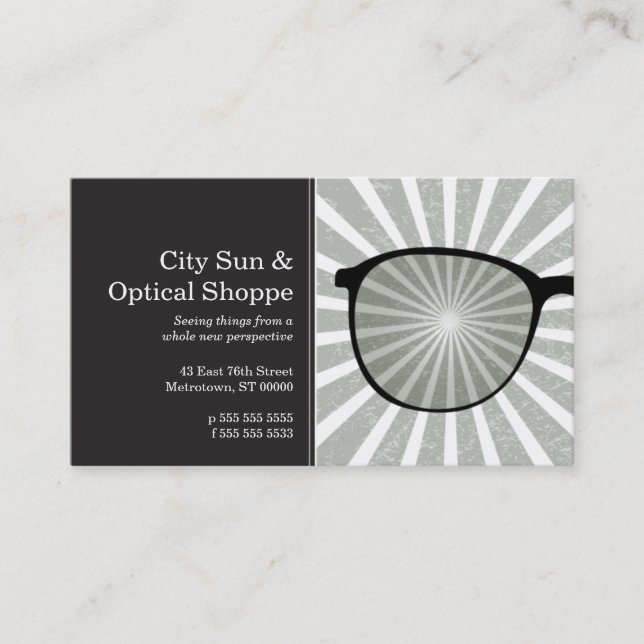 Pinpoint Grungy Rays Glasses Business Card (Front)