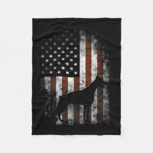 Pinscher American Flag Patriotic Gifts Fleece Blanket