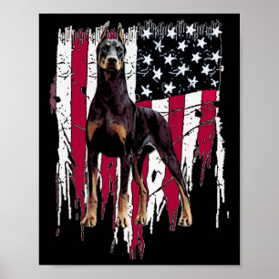 Pinscher American Flag Usa Awesome Poster