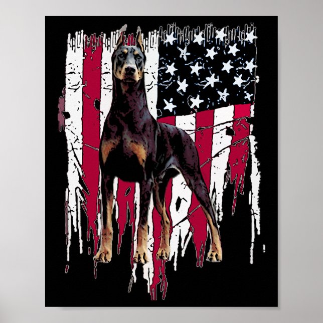 Pinscher American Flag Usa Awesome  Poster (Front)