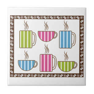 Pinstripe Coffee Cups Ceramic Tile