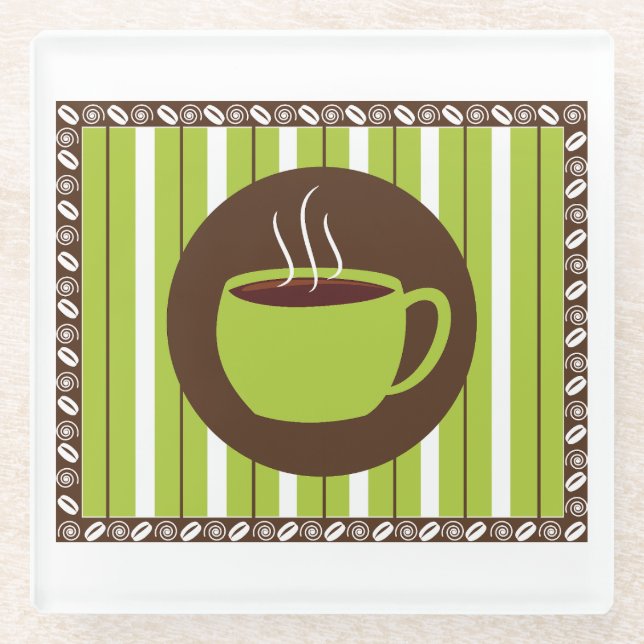Pinstripe Coffee Glass Coaster (Front)