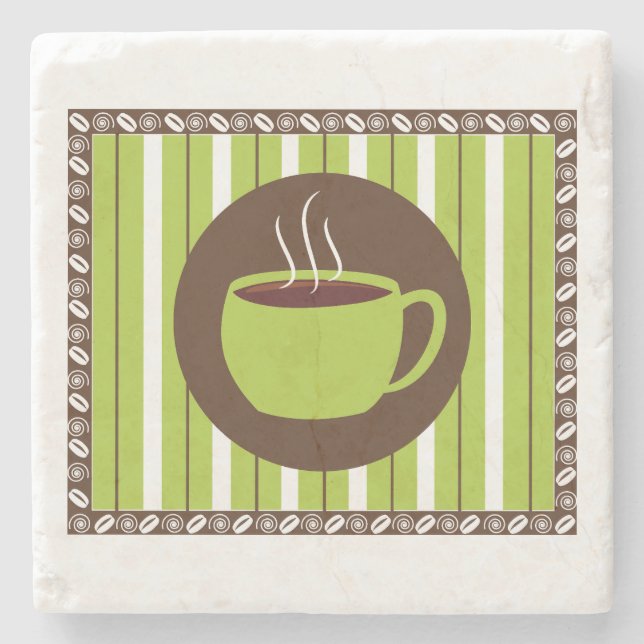 Pinstripe Coffee Stone Coaster (Front)