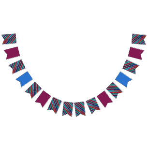 Pinstripe Contemporary Wine Blue / Mixed Design Bunting