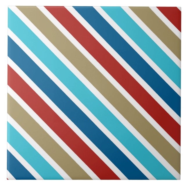 Pinstripe Nautical 1 Design Ceramic Tile (Front)