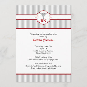 Pinstripe Nurse Graduation Celebration Invites