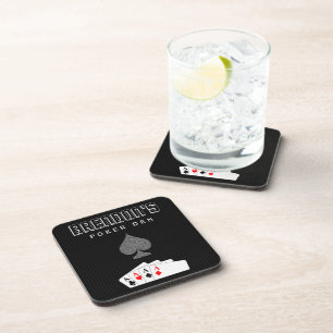 Pinstripe Poker Night Set of 6 Cork Coasters
