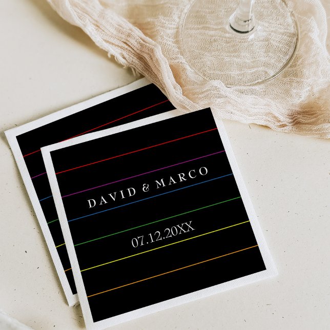 Pinstripe Pride Colours LGBT Wedding Napkin (Creator Uploaded)