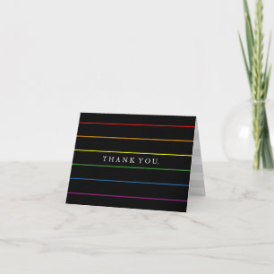 Pinstripe Rainbow LGBT Custom Thank You Card