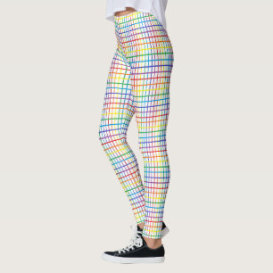 Pinstripe Rainbow Weave White Leggings