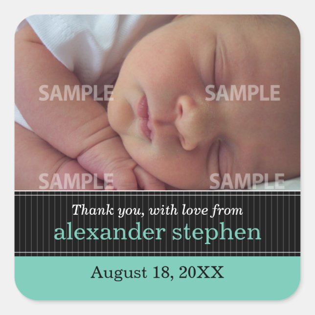 Pinstripe Ribbon Baby Message Sticker (Front)