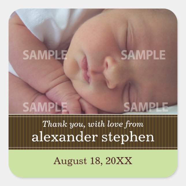 Pinstripe Ribbon Baby Message Sticker (Front)