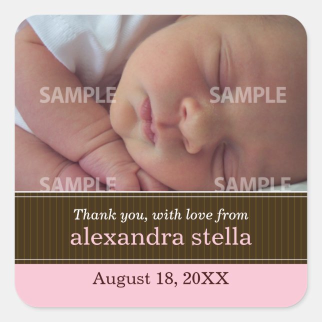 Pinstripe Ribbon Baby Message Sticker (Front)