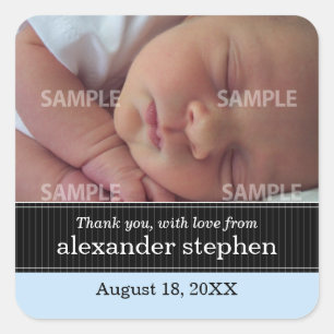 Pinstripe Ribbon Baby Message Sticker