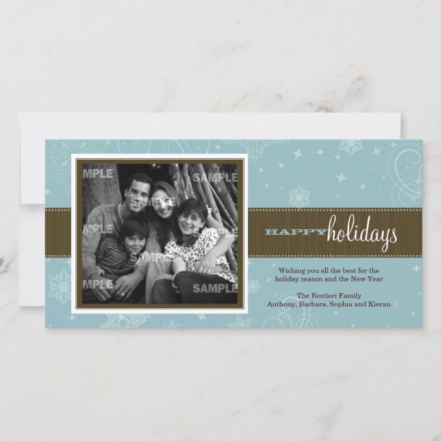 Pinstripe Ribbon Holiday Photo Card (Front)