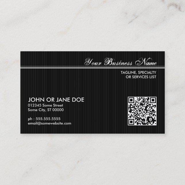 pinstriped QR code Business Card (Front)