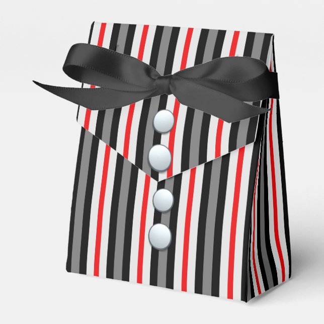 Pinstripes And A Red Bow Tie Favour Box (Front Side)