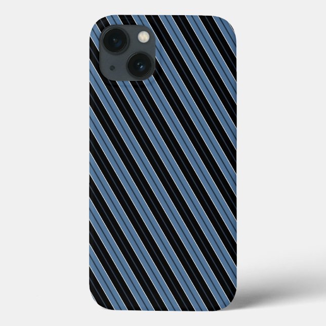 Pinstripes blue black white diagonal stripes Case-Mate iPhone case (Back)