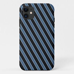 Pinstripes blue black white diagonal stripes iPhone 11 case
