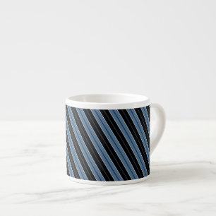 Pinstripes blue black white diagonal stripes espresso cup