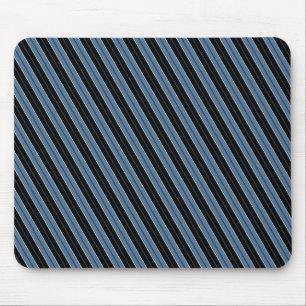 Pinstripes blue black white diagonal stripes mouse pad