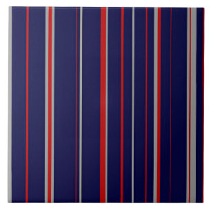 Pinstripes, colours red, navy, grey ceramic tile