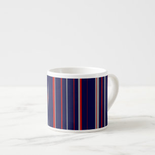 Pinstripes, colours red, navy, grey espresso cup