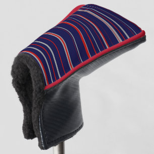 Pinstripes, colours red, navy, grey golf head cover