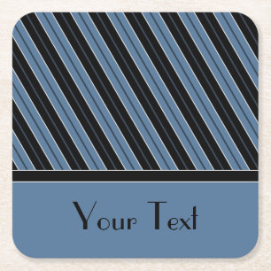 Pinstripes diagonal stripes customise text square paper coaster