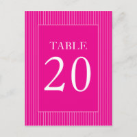 Pinstripes Table Numbers (Hot Magenta Pink/White)
