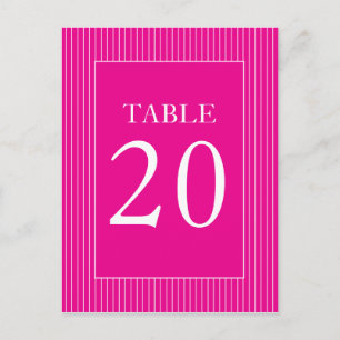 Pinstripes Table Numbers (Hot Magenta Pink/White) Postcard