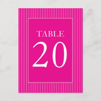 Pinstripes Table Numbers (Hot Magenta Pink/White) Postcard
