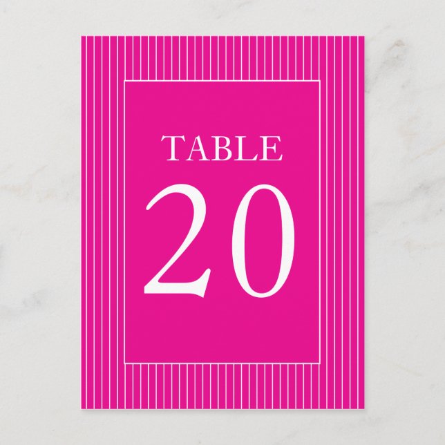 Pinstripes Table Numbers (Hot Magenta Pink/White) Postcard (Front)