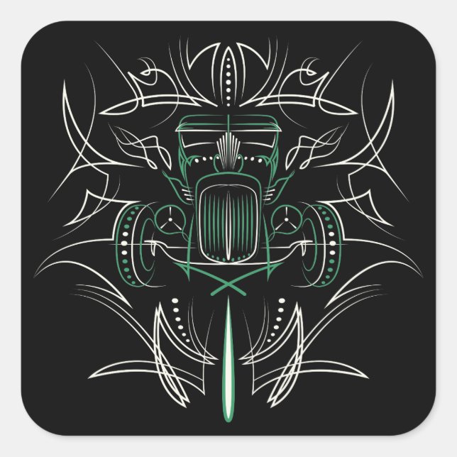 Pinstriping Hot Rod Square Sticker (Front)