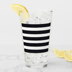 Pint Glass - Modern Chic Black And White Stripes